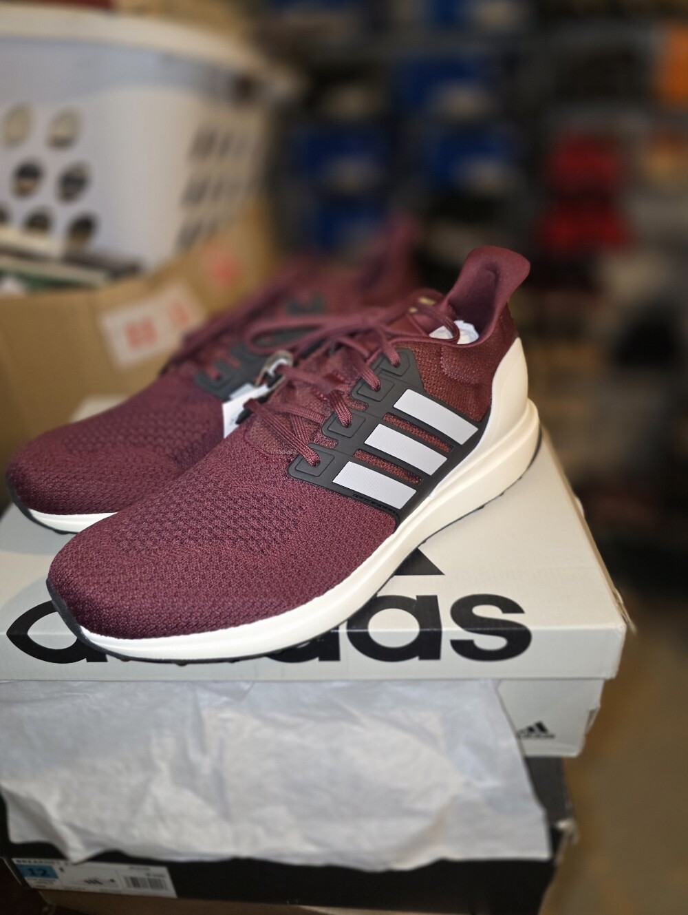 adidas Men's Burgundy Knit Running Shoes with White Midsole